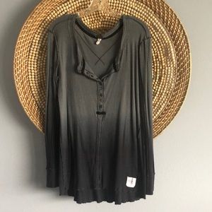Free People black/gray thermal style Long sleeved T